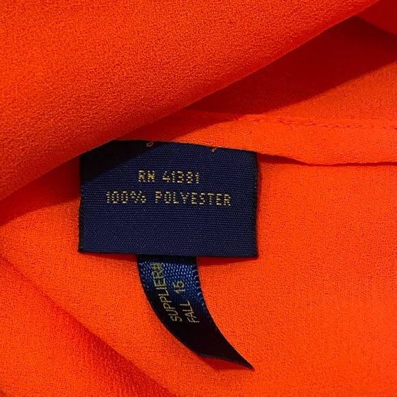 Polo RL Neon Orange Button Down Long Sleeve Blouse - Picture 8 of 8